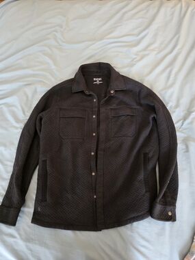 RHONE Black Quilted Snap-Front Shirt Jacket